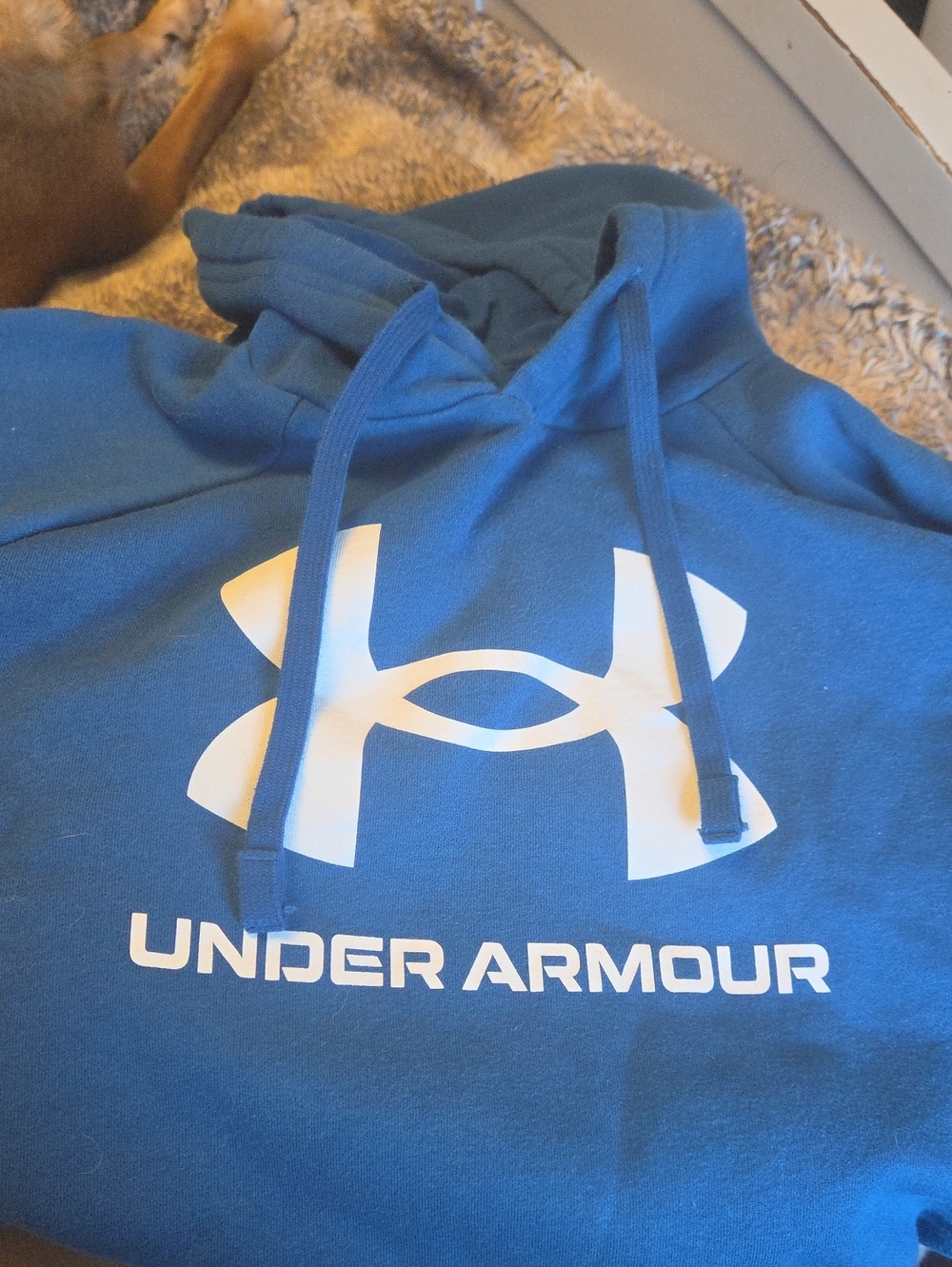 Under Armour Royal Blue Pullover Hoodie with White Logo